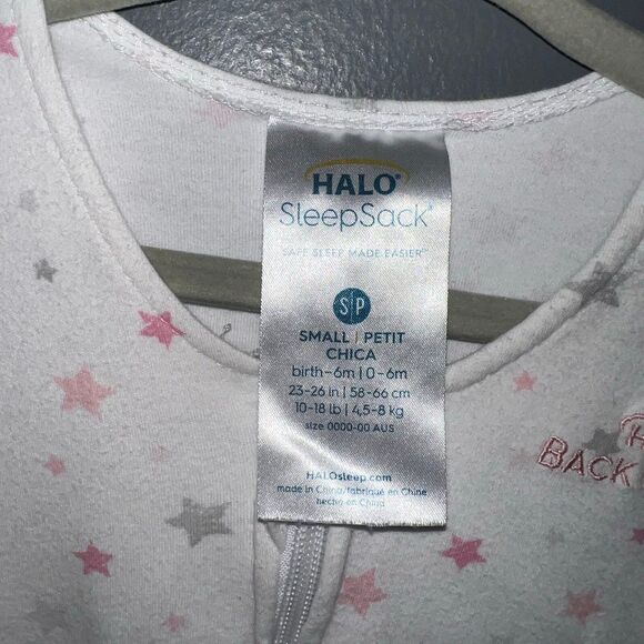 Halo Sleepsack Wearable Blanket Small 0-6m White Pink Stars - Picture 4 of 6